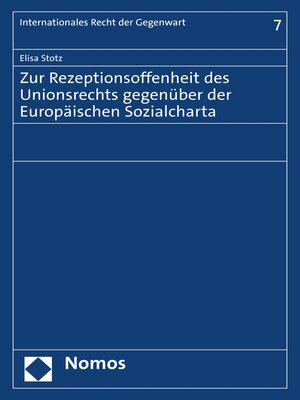 cover image of Zur Rezeptionsoffenheit des Unionsrechts gegenüber der Europäischen Sozialcharta